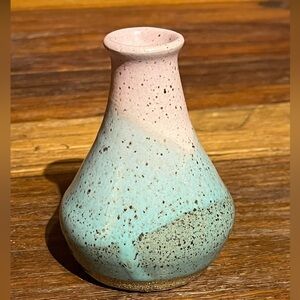 Vintage Studio Pottery Bud Vase Pink, Blue and Green Glaze Handmade 4.5 …